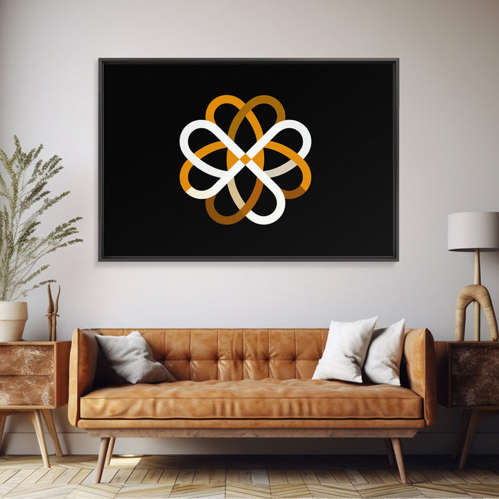 Orange White Atomic Loop Abstract, Modern Wall Art, Minimalist Geometric Poster, Retro MCM Home Decor Canvas Print Gift Idea