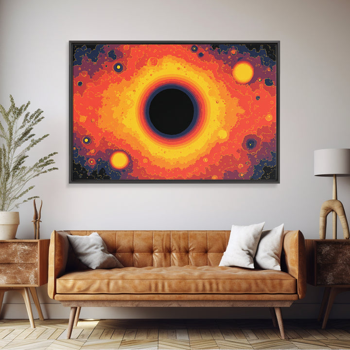 Fiery Black Hole Eclipse Wall Art, Modern Abstract Art Print, Orange Space Poster, Cosmic Galaxy Decor For Living Room Decor