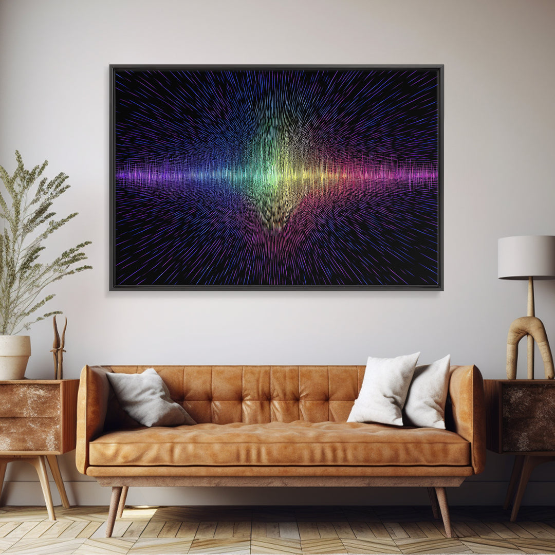 Rainbow Soundwave Abstract Wall Art, Colorful Digital Art Print, Modern Wall Decor, Music Lovers Art, Funky Wall Art, Trendy