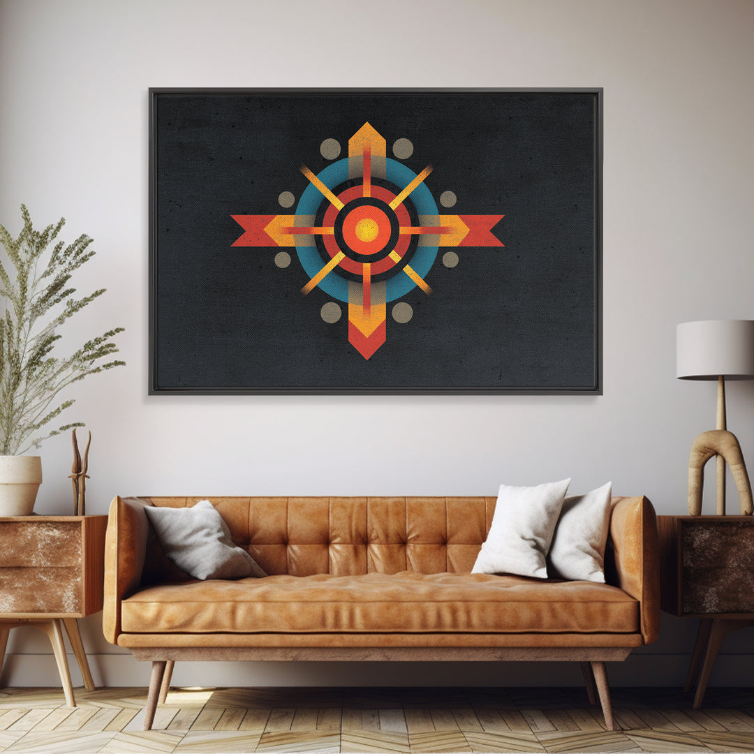 Dark Atomic Target Cross Wall Art, Midcentury Modern Abstract Print, Retro Geometric Poster, Masculine Office Decor, MCM Decor