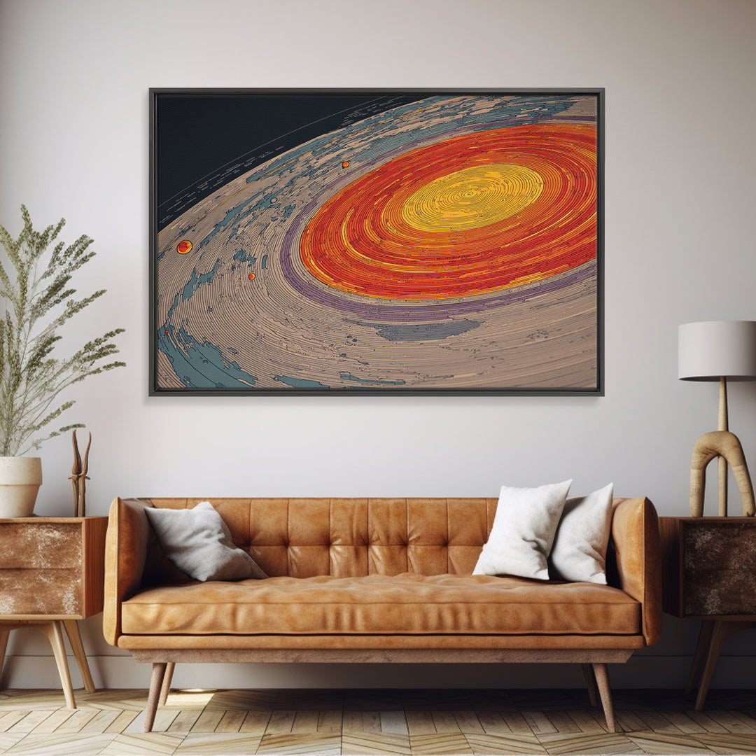 Orange Spiral Galaxy Canvas Print, Space Abstract Art, Modern Wall Art, Midcentury Modern Decor, Cosmic Retro Poster Gift