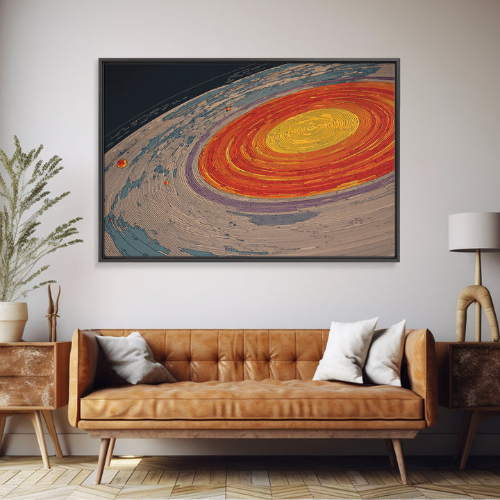 Orange Spiral Galaxy Canvas Print, Space Abstract Art, Modern Wall Art, Midcentury Modern Decor, Cosmic Retro Poster Gift