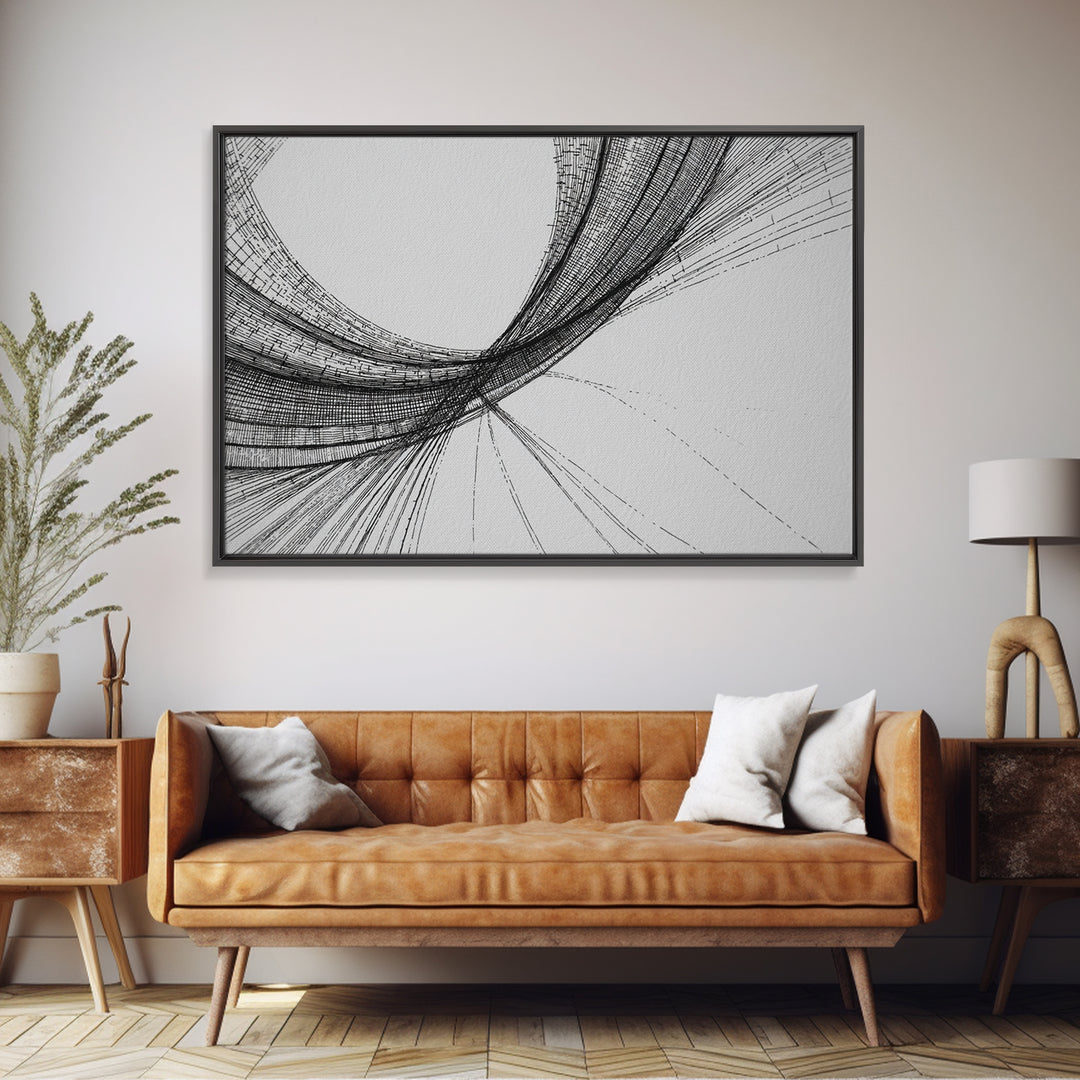 Black Fine Line Curve Wall Art, Minimalist Abstract Art Print, Monochrome Modern Wall Decor, Office Decor, Large Prints, Home Decor