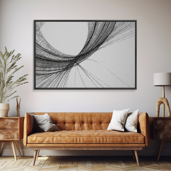 Black Fine Line Curve Wall Art, Minimalist Abstract Art Print, Monochrome Modern Wall Decor, Office Decor, Large Prints, Home Decor