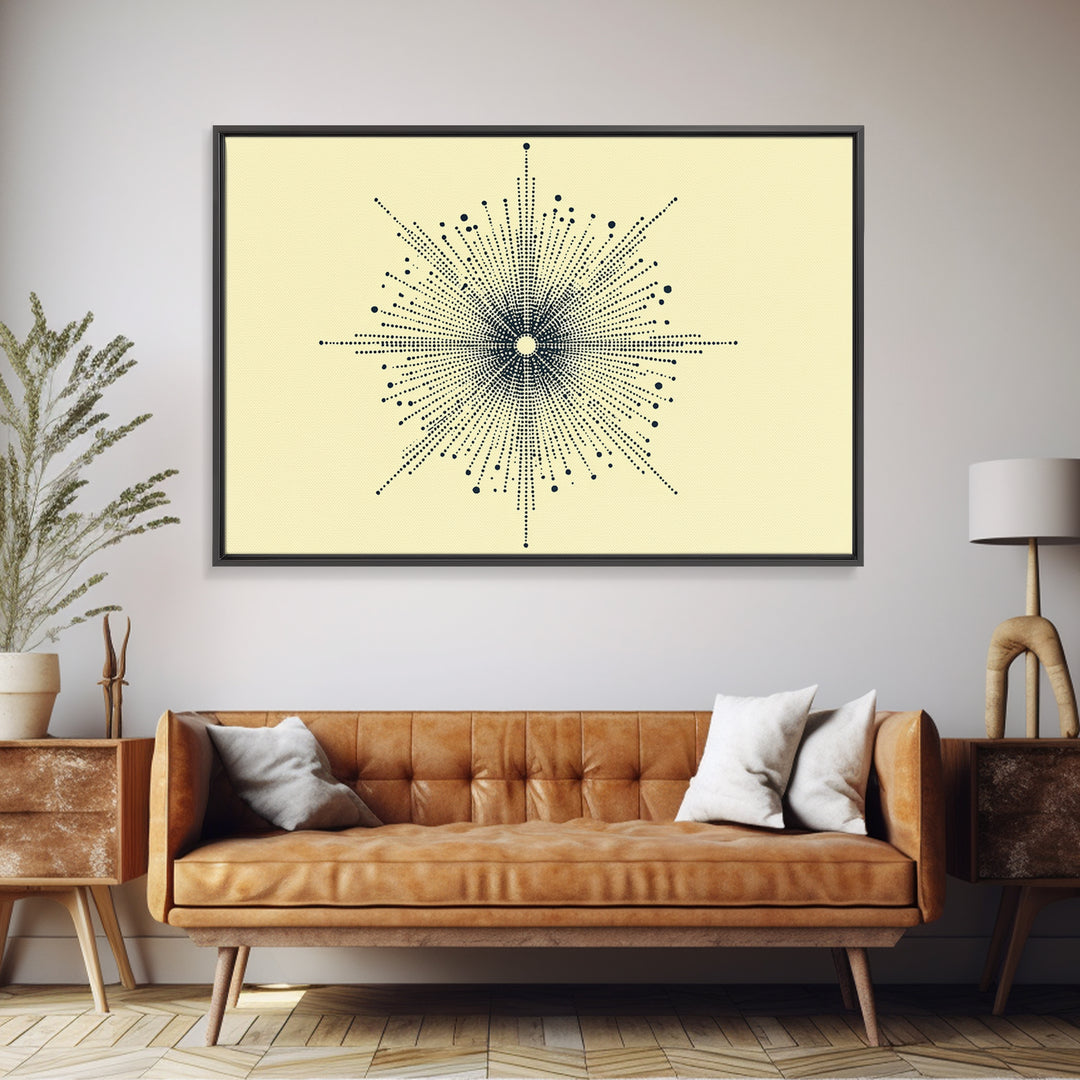 Navy Cream Dotted Starburst Wall Art, Midcentury Modern Art Print, Atomic Geometric Abstract Decor, Retro MCM Poster, Home Decor