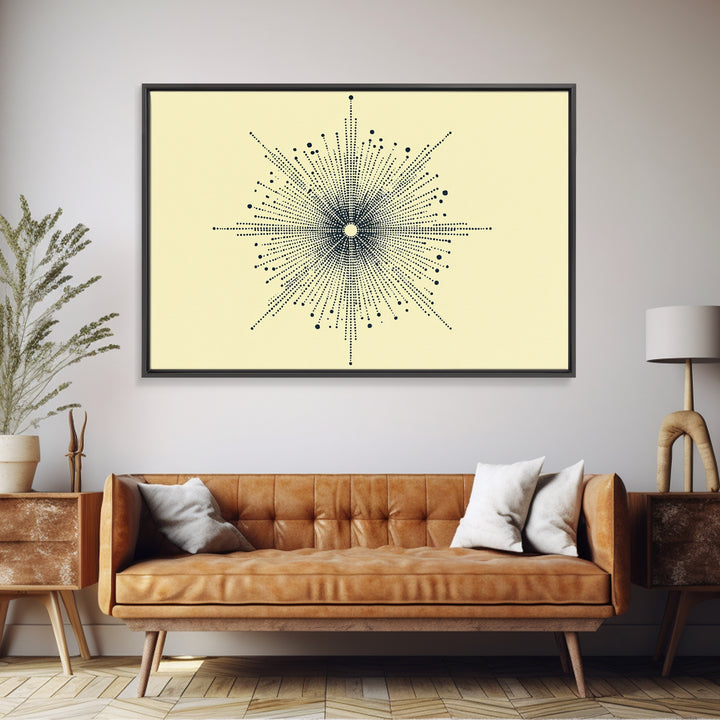 Navy Cream Dotted Starburst Wall Art, Midcentury Modern Art Print, Atomic Geometric Abstract Decor, Retro MCM Poster, Home Decor