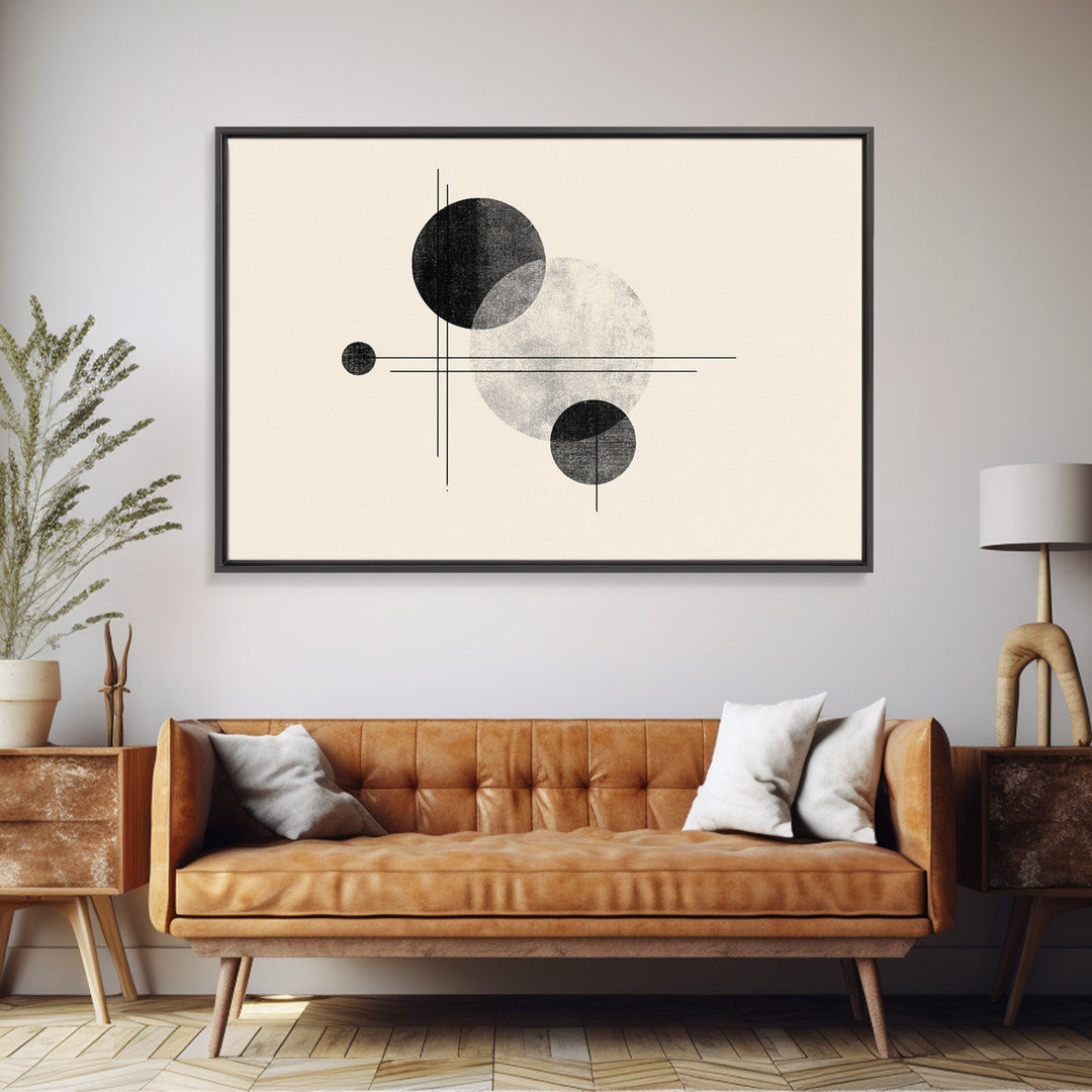 Black White Textured Circle Lines Wall Art, Midcentury Modern Art Print, Minimalist Geometric Abstract Decor, Neutral Poster