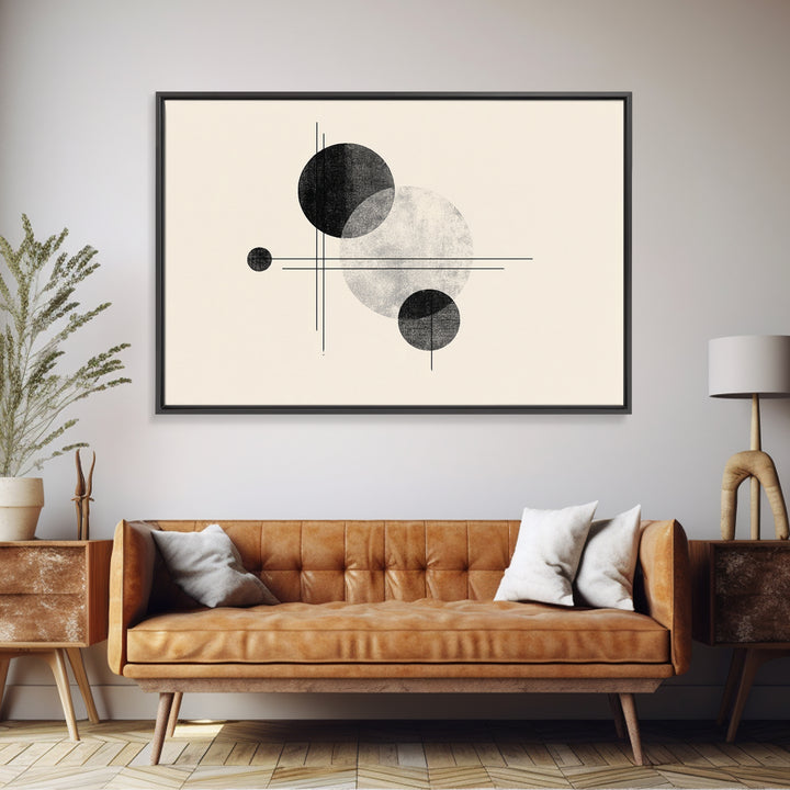 Black White Textured Circle Lines Wall Art, Midcentury Modern Art Print, Minimalist Geometric Abstract Decor, Neutral Poster