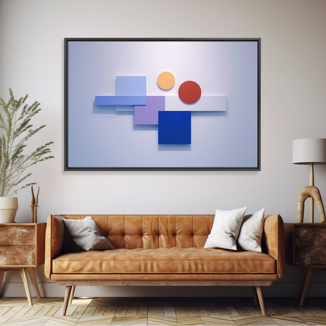Pastel Blue Red Yellow Blocks Wall Art, Midcentury Modern Art Print, Bauhaus Geometric Abstract Decor, Colorful MCM Poster