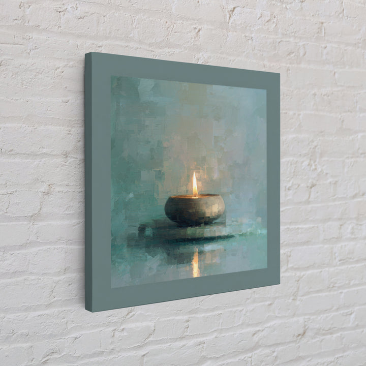 Minimal Candle Flame on Dark Background Canvas Print, Meditation Art, Modern Home Decor, Living Room Decor, Fine Art, Stillness, MED-1x1-14