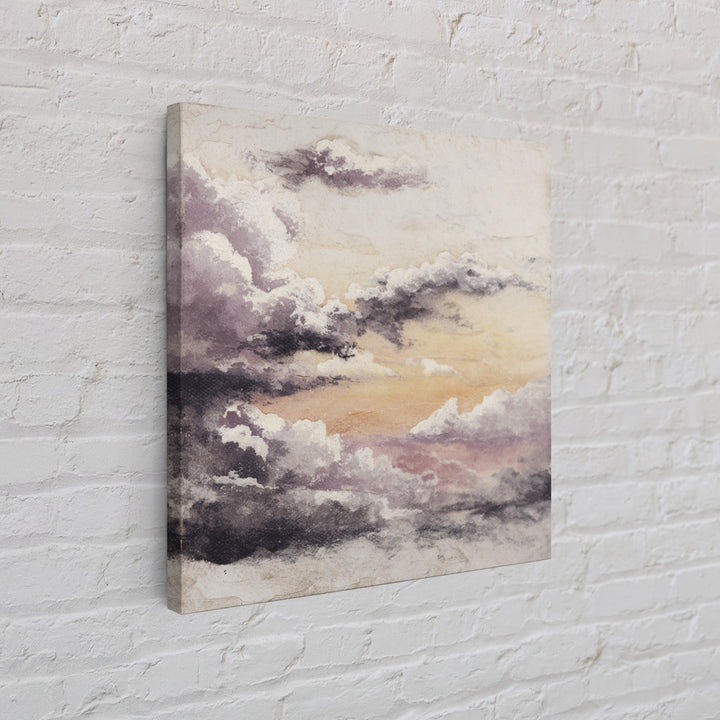 Gentle Cloudscape in Lavender and Cream Canvas Print, Meditation Art, Gallery Wall Art, Living Room Decor, Watercolor Art, MED-1x1-19
