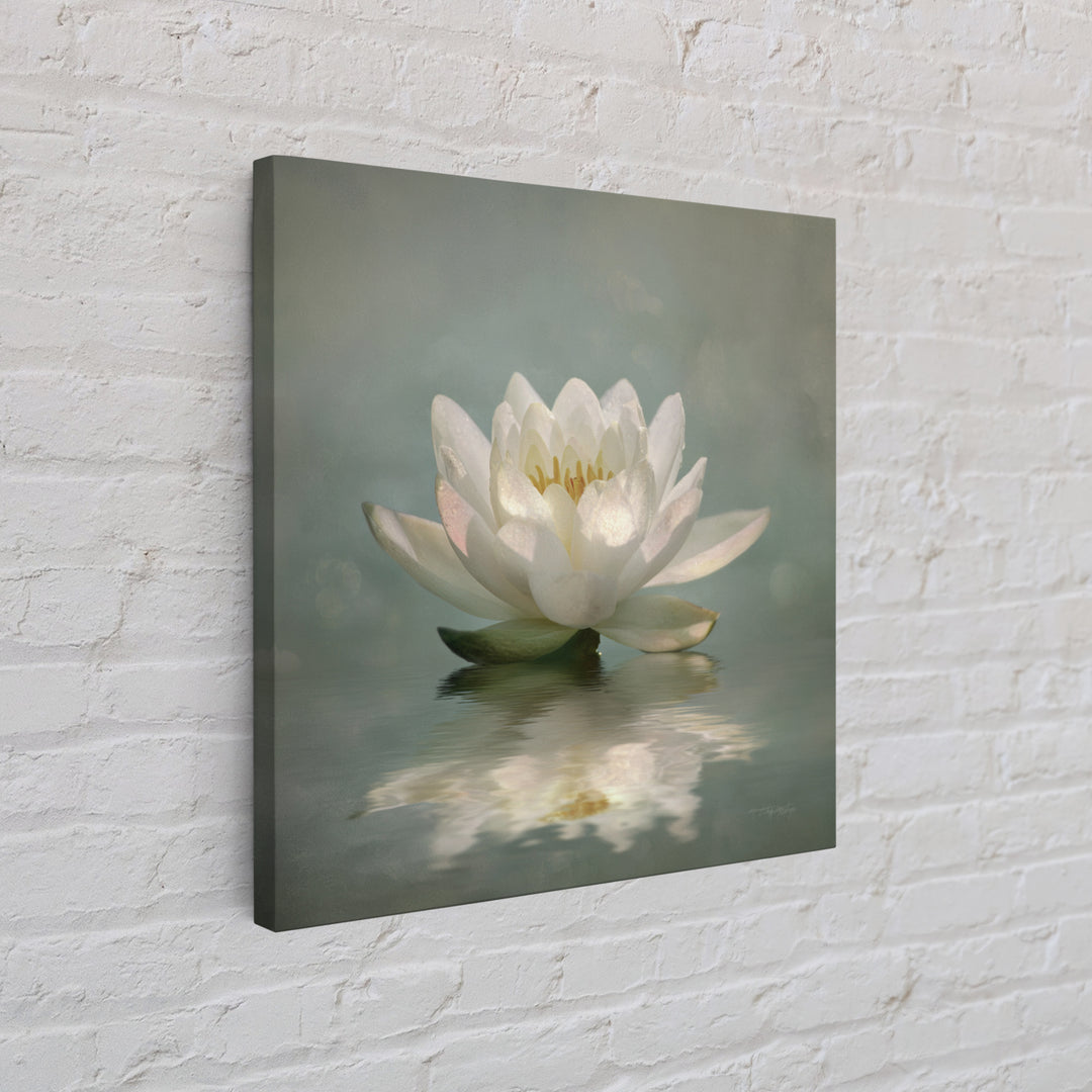 Lotus Flower Glowing Canvas Print, Meditation Art, Art Print, Living Room Decor, Watercolor Art, Stillness, Digital Print, MED-1x1-49