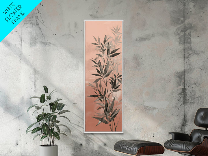 Bamboo Leaves in Gentle Ink Wash Canvas Print, Meditation Art, Floral Wall Art, Living Room Decor, Fine Art, Stillness, MED-1x3-23