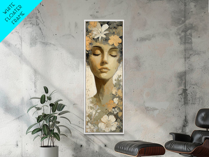 Calm Face Portrait Canvas Print, Meditation Art, Modern Wall Art, Living Room Decor, Fine Art, Stillness, Buddha Wall Art, MED-1x3-60