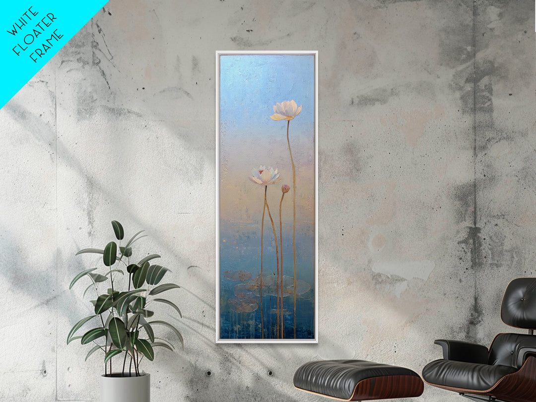 Lotus Flower Glowing Canvas Print, Meditation Art, Abstract Wall Art, Living Room Decor, Watercolor Art, Stillness, MED-1x3-85