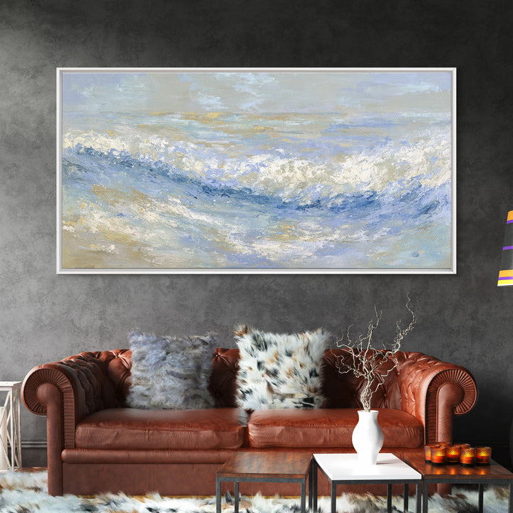 Abstract Breath Waves Framed Canvas Print, Meditation Art, Digital Wall Art, Living Room Decor, Stillness, Gallery Wall Art, MED-2x1-50