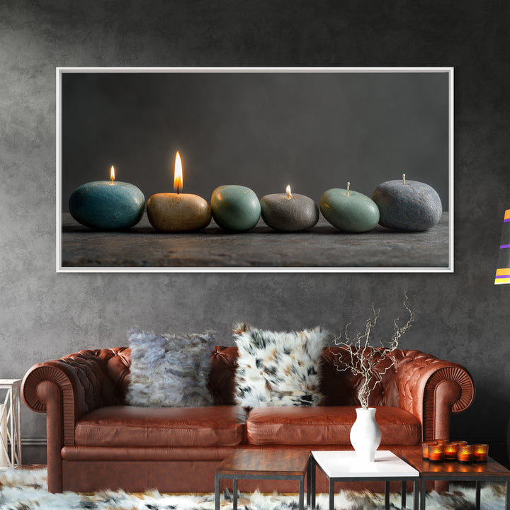 Minimal Candle Flame on Dark Background Canvas Print, Meditation Art, Original Art, Living Room Decor, Fine Art, Stillness, MED-2x1-58