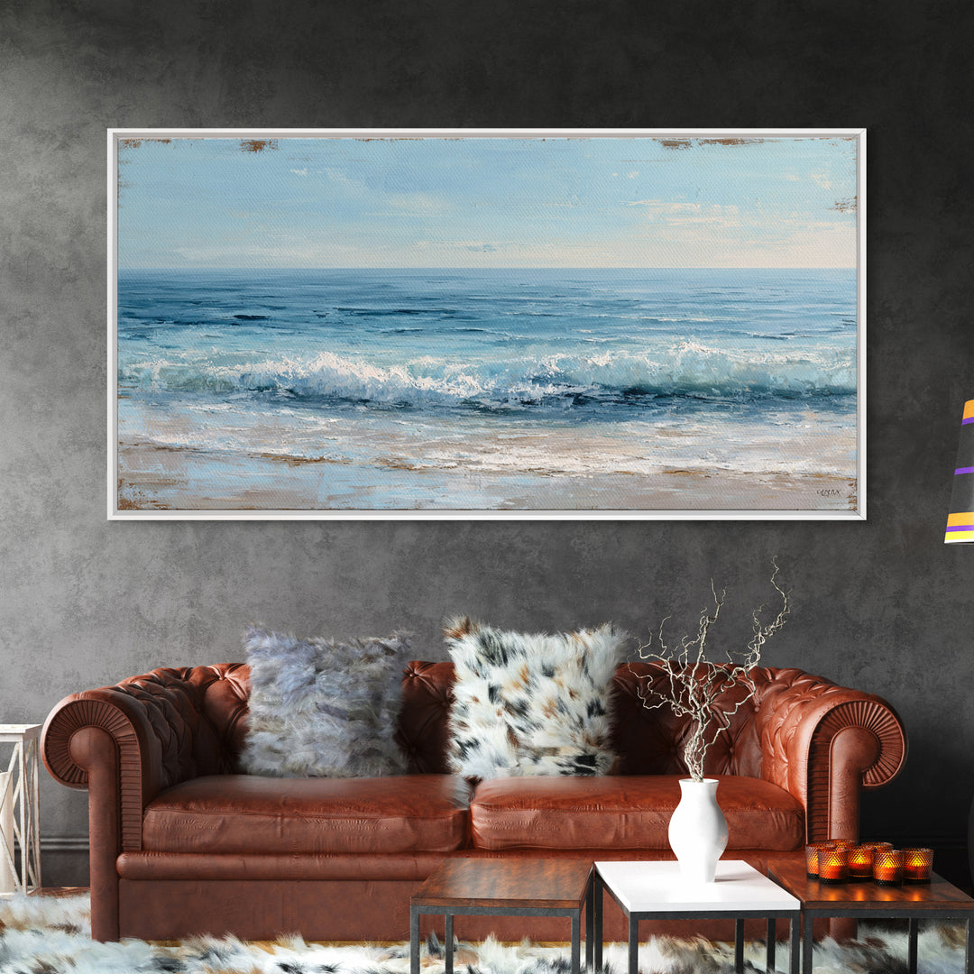 Ocean Horizon with Meditative Stillness Canvas Print, Meditation Art, Wall Art, Living Room Decor, Fine Art, Stillness, MED-2x1-62