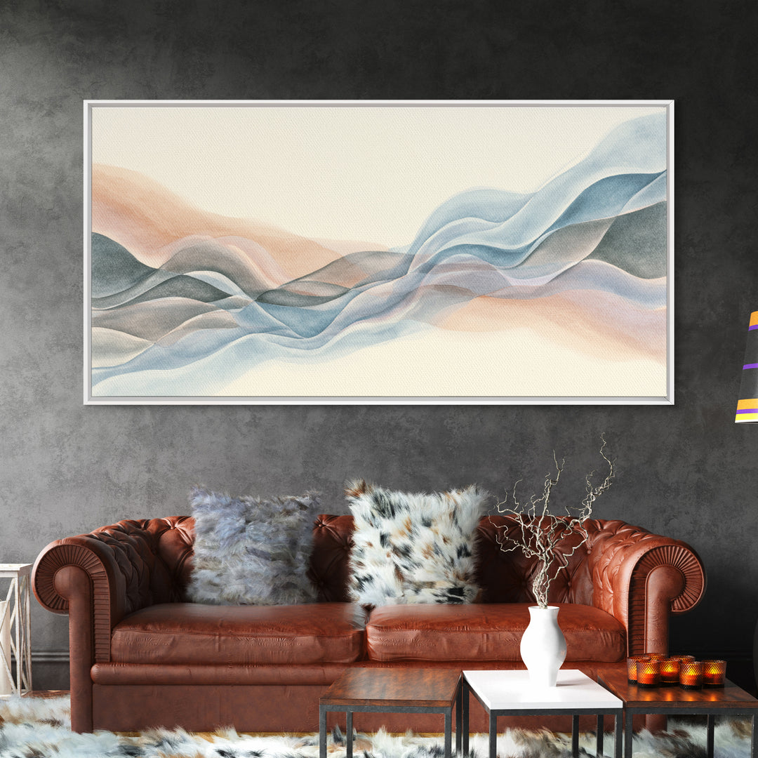 Abstract Breath Waves Canvas Print, Meditation Art, Printable Art, Living Room Decor, Abstract Art, Stillness, Minimalist Art, MED-2x1-98