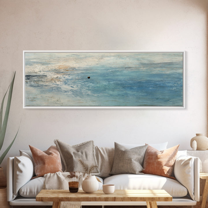 Ocean Horizon with Meditative Stillness Canvas Print, Meditation Art, Modern Wall Art, Living Room Decor, Fine Art, Stillness, MED-3x1-34