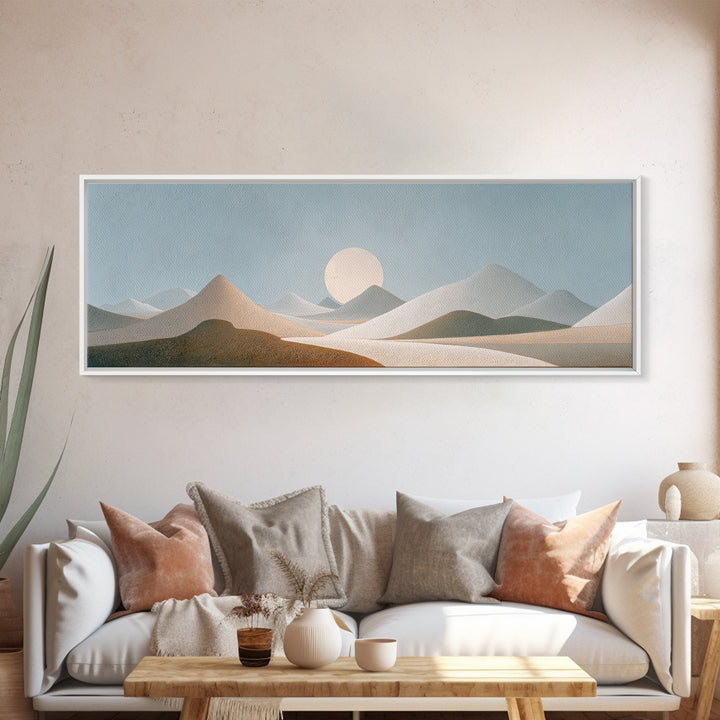 Moon Phases over a Quiet Desert Canvas Print, Meditation Art, Luxury Decor, Living Room Decor, Fine Art, Stillness, Canvas Art, MED-3x1-97
