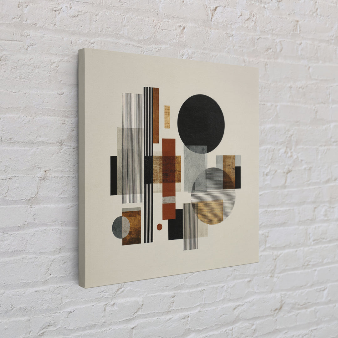 Single Black Circle on Warm Ivory Ground Framed Canvas Print, Minimalist Art, Modern Decor, Living Room Decor, Minimal, MIN-1x1-1