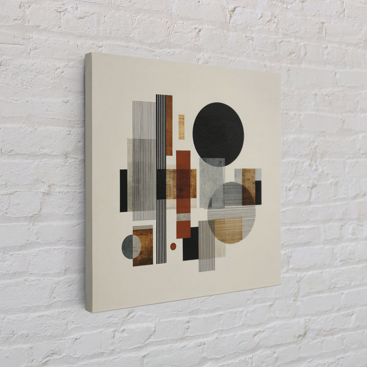 Single Black Circle on Warm Ivory Ground Framed Canvas Print, Minimalist Art, Modern Decor, Living Room Decor, Minimal, MIN-1x1-1