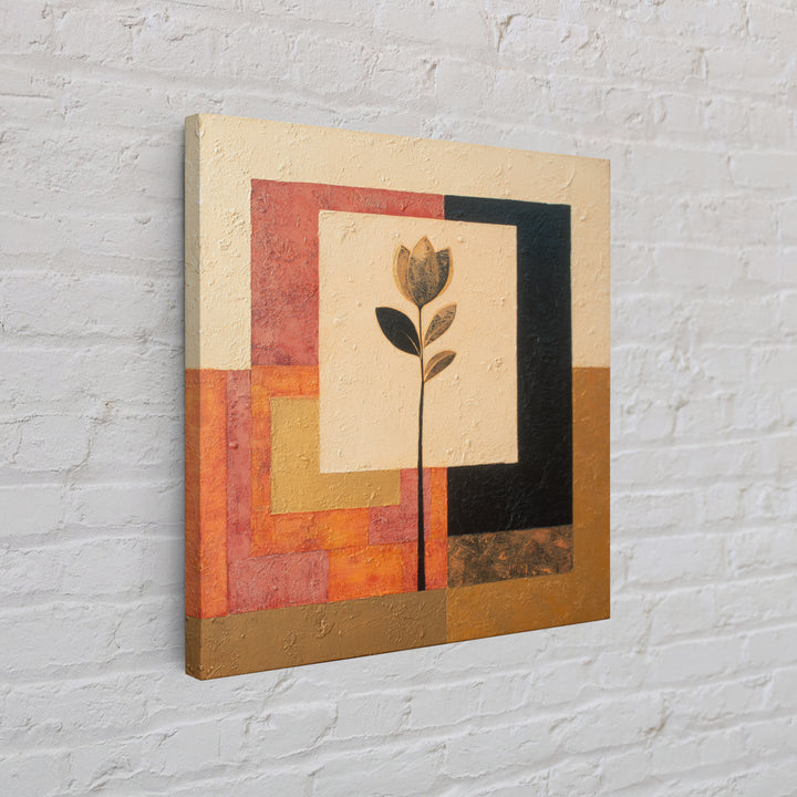 Single Flower Stem Framed Canvas Print, Minimalist Art, Art, Living Room Decor, Oil Painting, Minimal, Canvas Tote Bag, MIN-1x1-12
