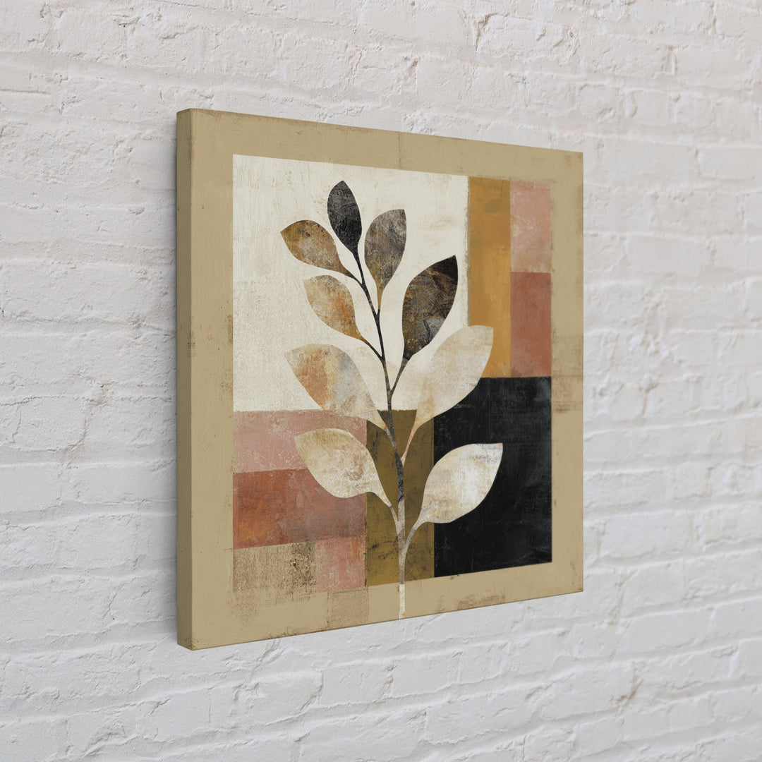 Minimal Branch Silhouette Framed Canvas Print, Minimalist Art, Black Art, Living Room Decor, Oil Painting, Minimal, MIN-1x1-27