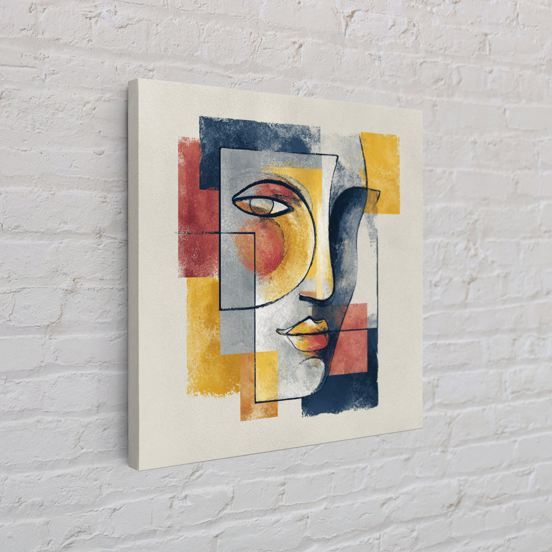 Single Continuous Line Female Face Framed Canvas Print, Minimalist Art, Textured Painting, Living Room Decor, Fine Art, Minimal, MIN-1x1-29