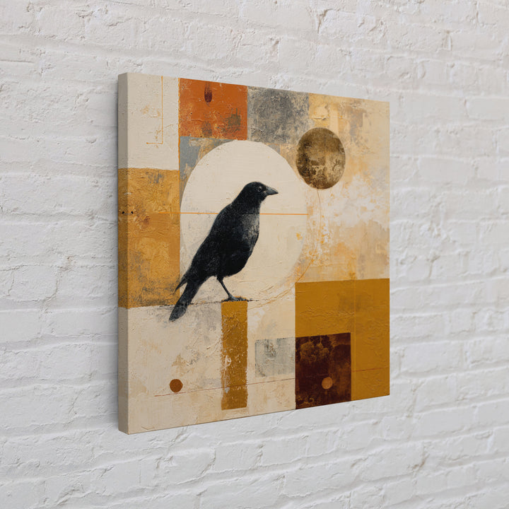 Small Black Bird Crossing White Space Canvas Print, Minimalist Art, Digital Print, Living Room Decor, Fine Art, Minimal, MIN-1x1-31