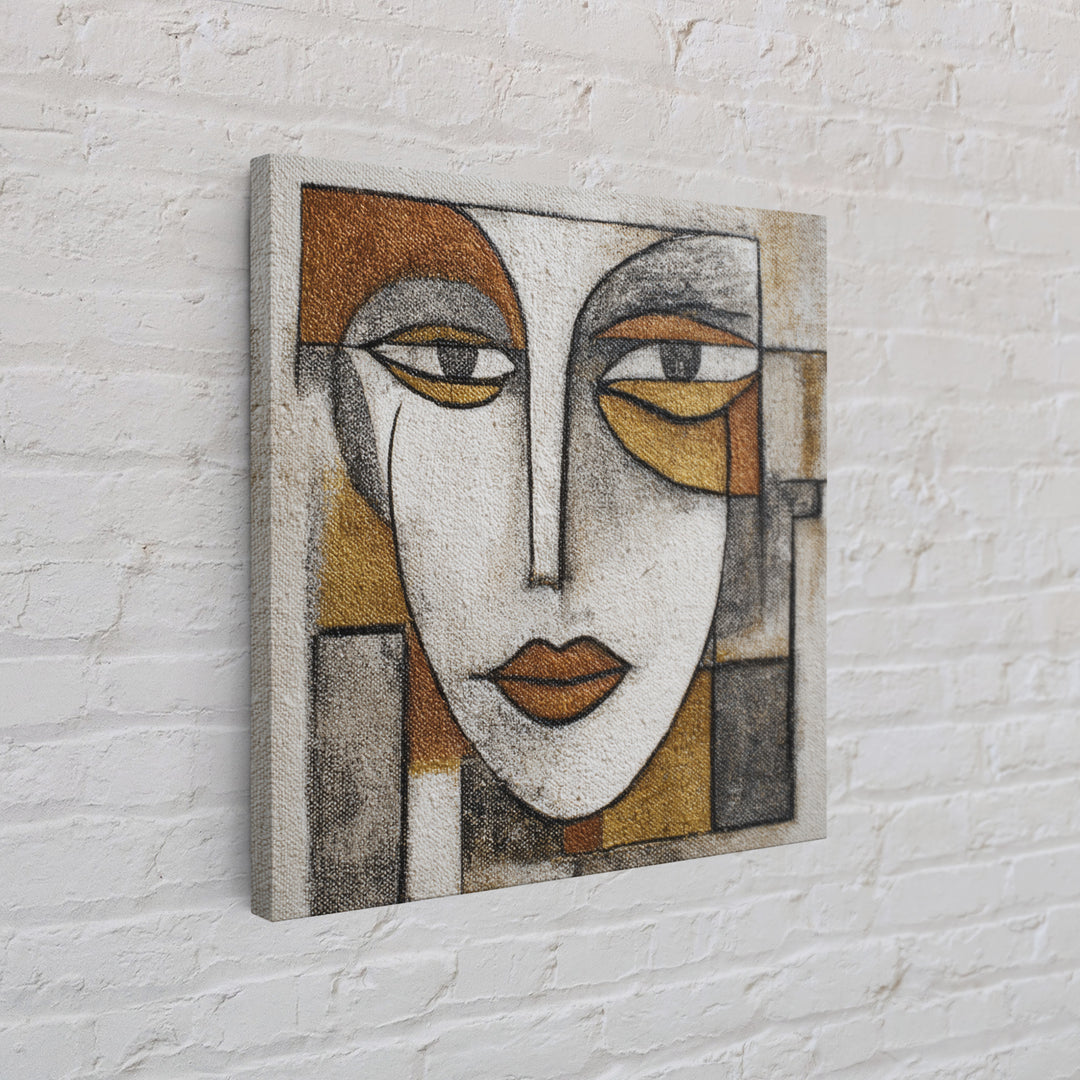 Single Continuous Line Female Face Framed Canvas Print, Minimalist Art, Textured Painting, Living Room Decor, Fine Art, Minimal, MIN-1x1-53