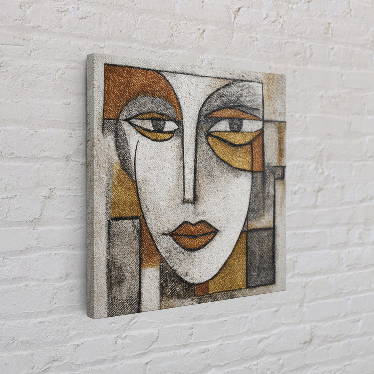 Single Continuous Line Female Face Framed Canvas Print, Minimalist Art, Textured Painting, Living Room Decor, Fine Art, Minimal, MIN-1x1-53
