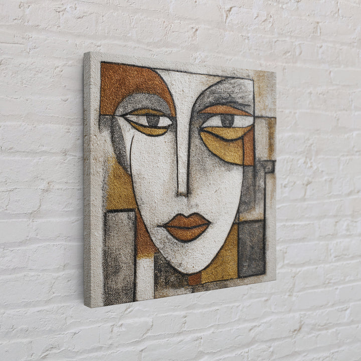 Single Continuous Line Female Face Framed Canvas Print, Minimalist Art, Textured Painting, Living Room Decor, Fine Art, Minimal, MIN-1x1-53