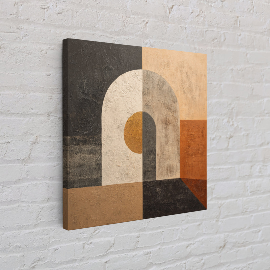 Monochrome Arch and Shadow Composition Framed Canvas Print, Minimalist Art, Digital Wall Art, Living Room Decor, Minimal, MIN-1x1-56