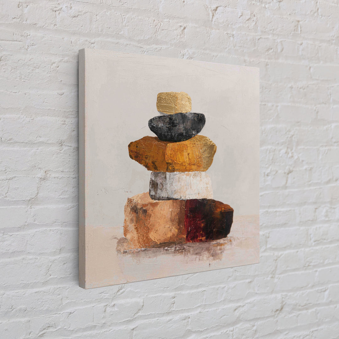 Quiet Stone Stack Canvas Print, Minimalist Art, Gallery Decor, Living Room Decor, Fine Art, Minimal, Wall Art, Home Decor, MIN-1x1-59
