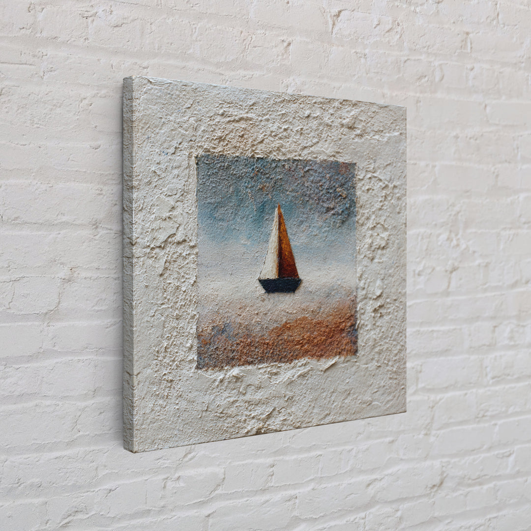 Tiny Sailboat under Open Sky Framed Canvas Print, Minimalist Art, Gallery Decor, Living Room Decor, Fine Art, Minimal, MIN-1x1-62