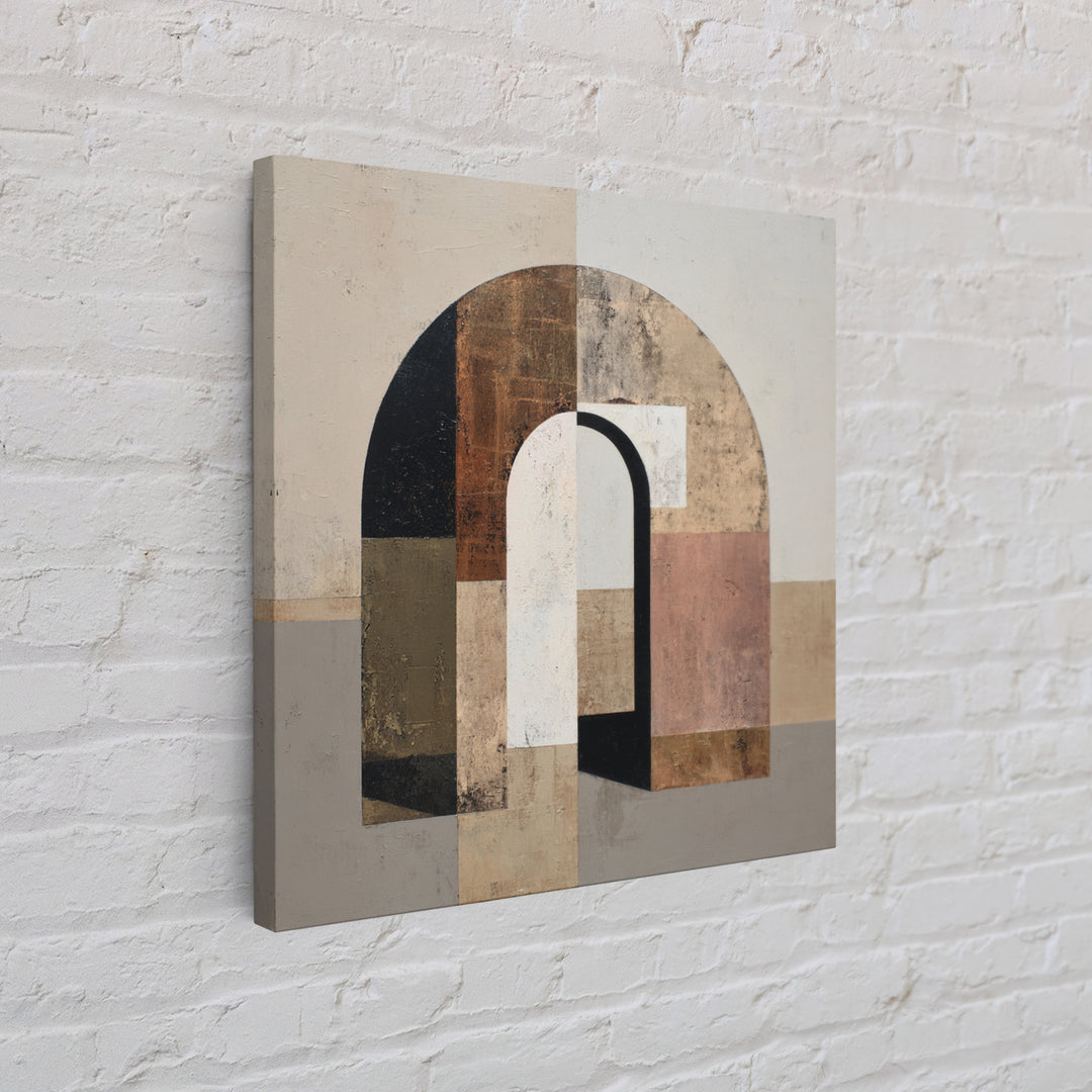 Monochrome Arch and Shadow Composition Framed Canvas Print, Minimalist Art, Fine Art Print, Living Room Decor, Minimal, MIN-1x1-80