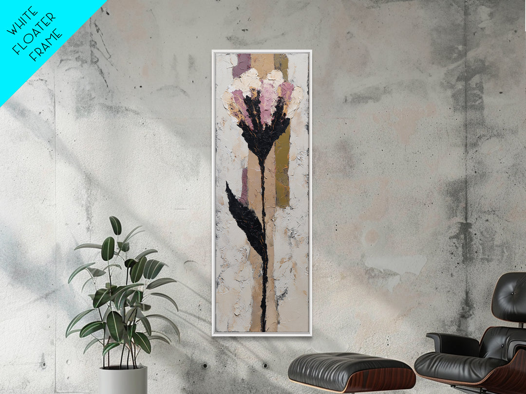 Single Flower Stem Framed Canvas Print, Minimalist Art, Art, Living Room Decor, Oil Painting, Minimal, Canvas Tote Bag, MIN-1x3-24