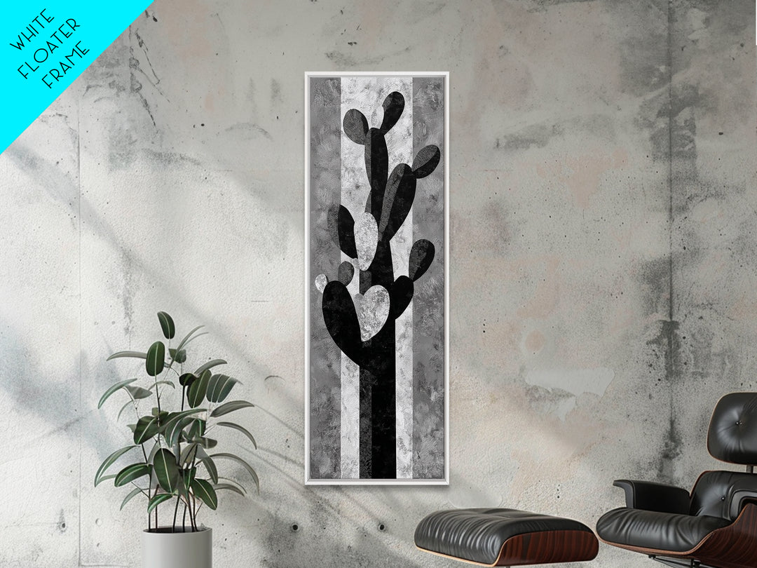 Black and White Cactus Silhouette Canvas Print, Minimalist Art, Minimalist, Living Room Decor, Fine Art, Minimal, Black Art, MIN-1x3-32