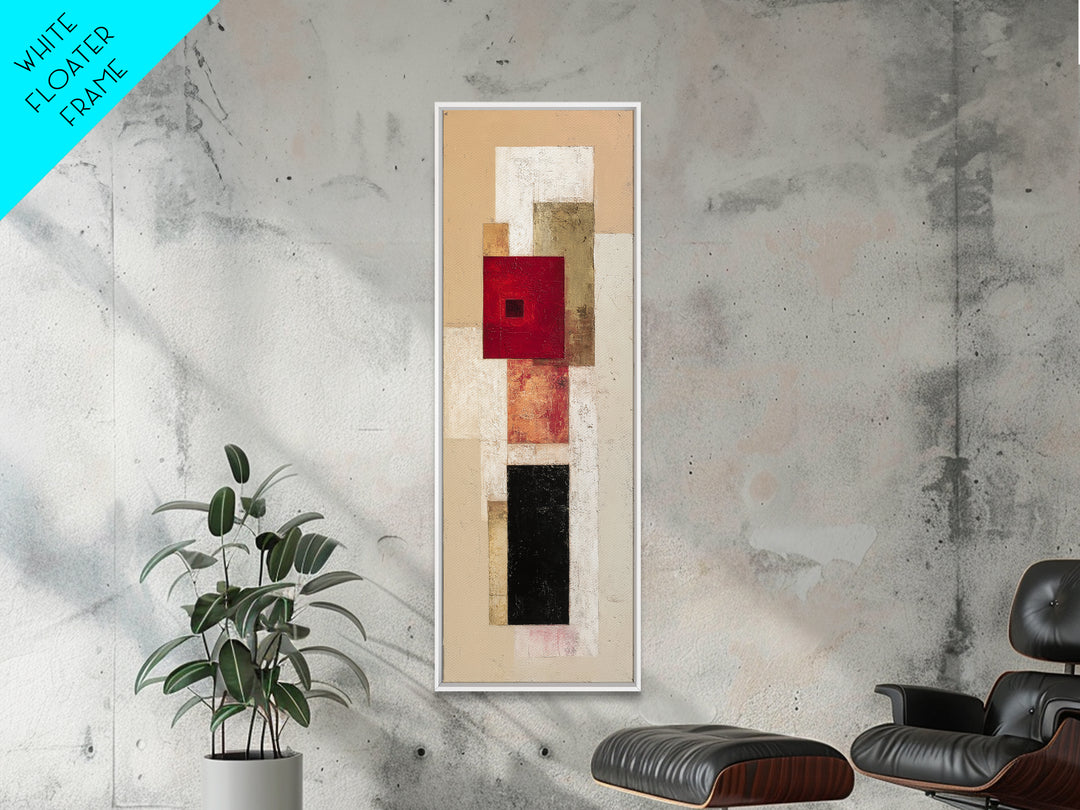 One Red Square Balanced Framed Canvas Print, Minimalist Art, Modern Decor, Living Room Decor, Fine Art, Minimal, Poster, MIN-1x3-46