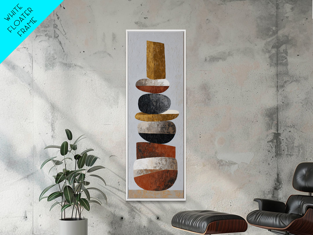 Quiet Stone Stack Framed Canvas Print, Minimalist Art, Printable Art, Living Room Decor, Abstract Art, Minimal, Neutral Decor, MIN-1x3-47