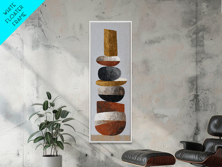 Quiet Stone Stack Framed Canvas Print, Minimalist Art, Printable Art, Living Room Decor, Abstract Art, Minimal, Neutral Decor, MIN-1x3-47