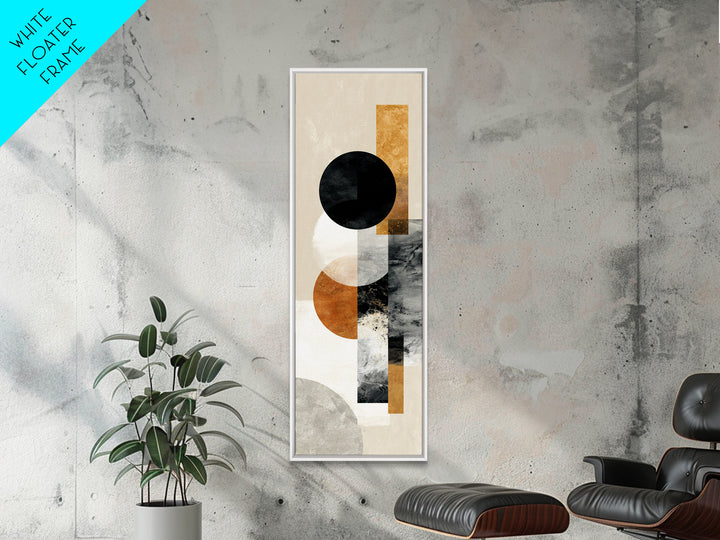 Single Black Circle on Warm Ivory Ground Framed Canvas Print, Minimalist Art, Wall Decor, Living Room Decor, Fine Art, Minimal, MIN-1x3-61