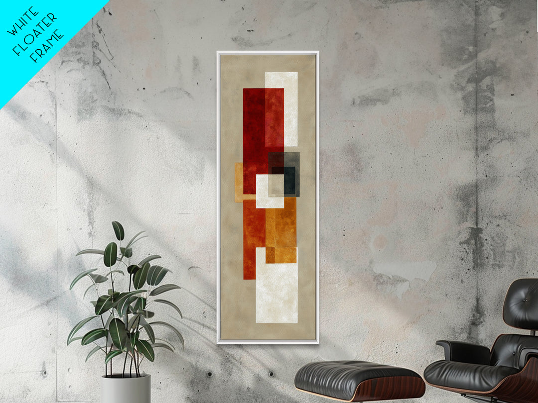 One Red Square Balanced Framed Canvas Print, Minimalist Art, Modern Decor, Living Room Decor, Fine Art, Minimal, Poster, MIN-1x3-70
