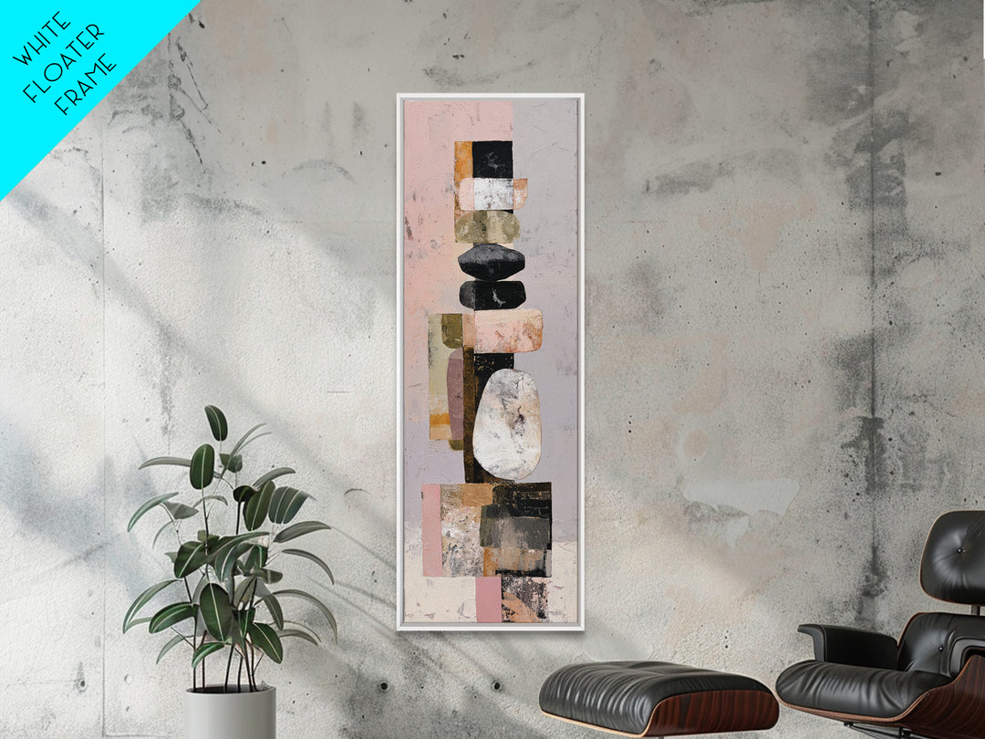 Quiet Stone Stack Framed Canvas Print, Minimalist Art, Gallery Decor, Living Room Decor, Fine Art, Minimal, Wall Art, MIN-1x3-71