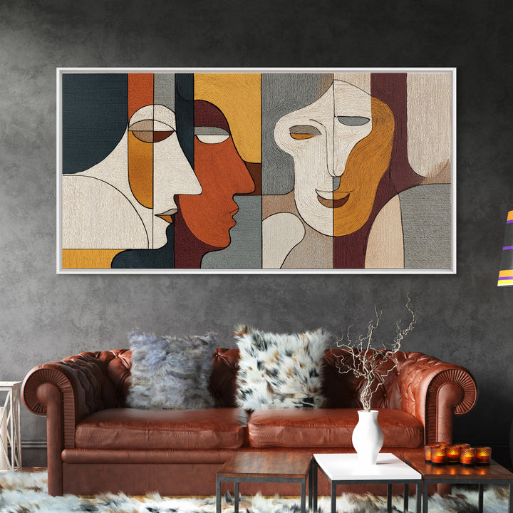 Single Continuous Line Female Face Framed Canvas Print, Minimalist Art, Art Print, Living Room Decor, Fine Art, Minimal, MIN-2x1-1