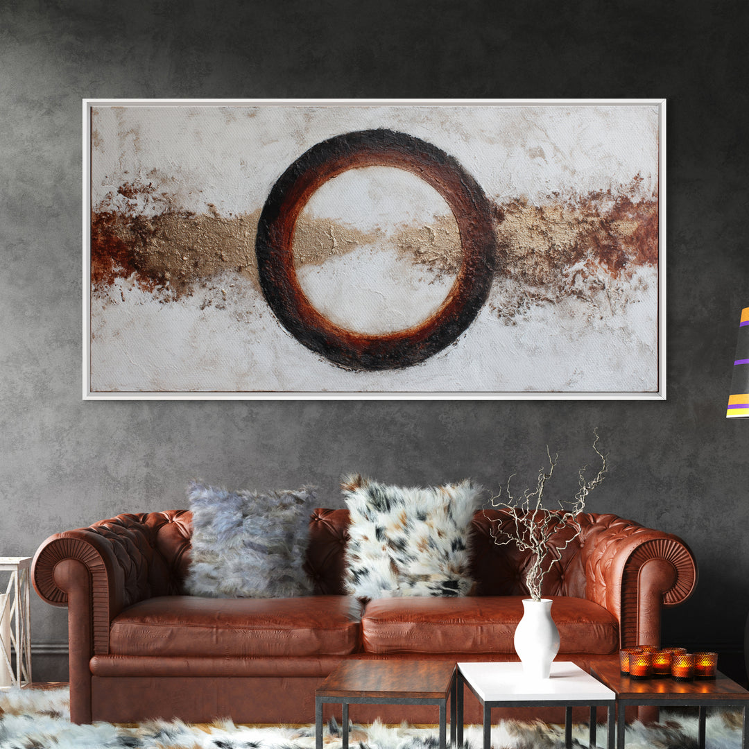 Single Brushstroke Circle Framed Canvas Print, Minimalist Art, Room Decor, Living Room Decor, Fine Art, Minimal, Art Print, MIN-2x1-18