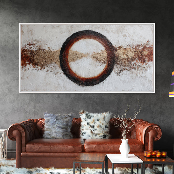Single Brushstroke Circle Framed Canvas Print, Minimalist Art, Room Decor, Living Room Decor, Fine Art, Minimal, Art Print, MIN-2x1-18