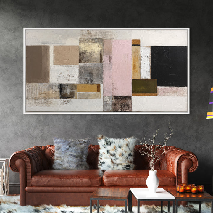 Calm Rectangle Composition Framed Canvas Print, Minimalist Art, Statement Artwork, Living Room Decor, Fine Art, Minimal, MIN-2x1-20